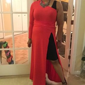 Red One Shoulder Maxi Dress Plus Size XXXL